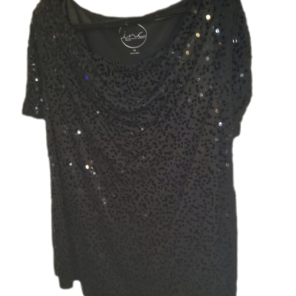 Fun black blouse from INC with black sequins - Picture 1 of 2